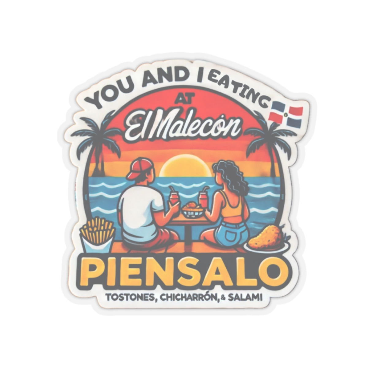 You and I Eating at the Malecón - Kiss-Cut Stickers