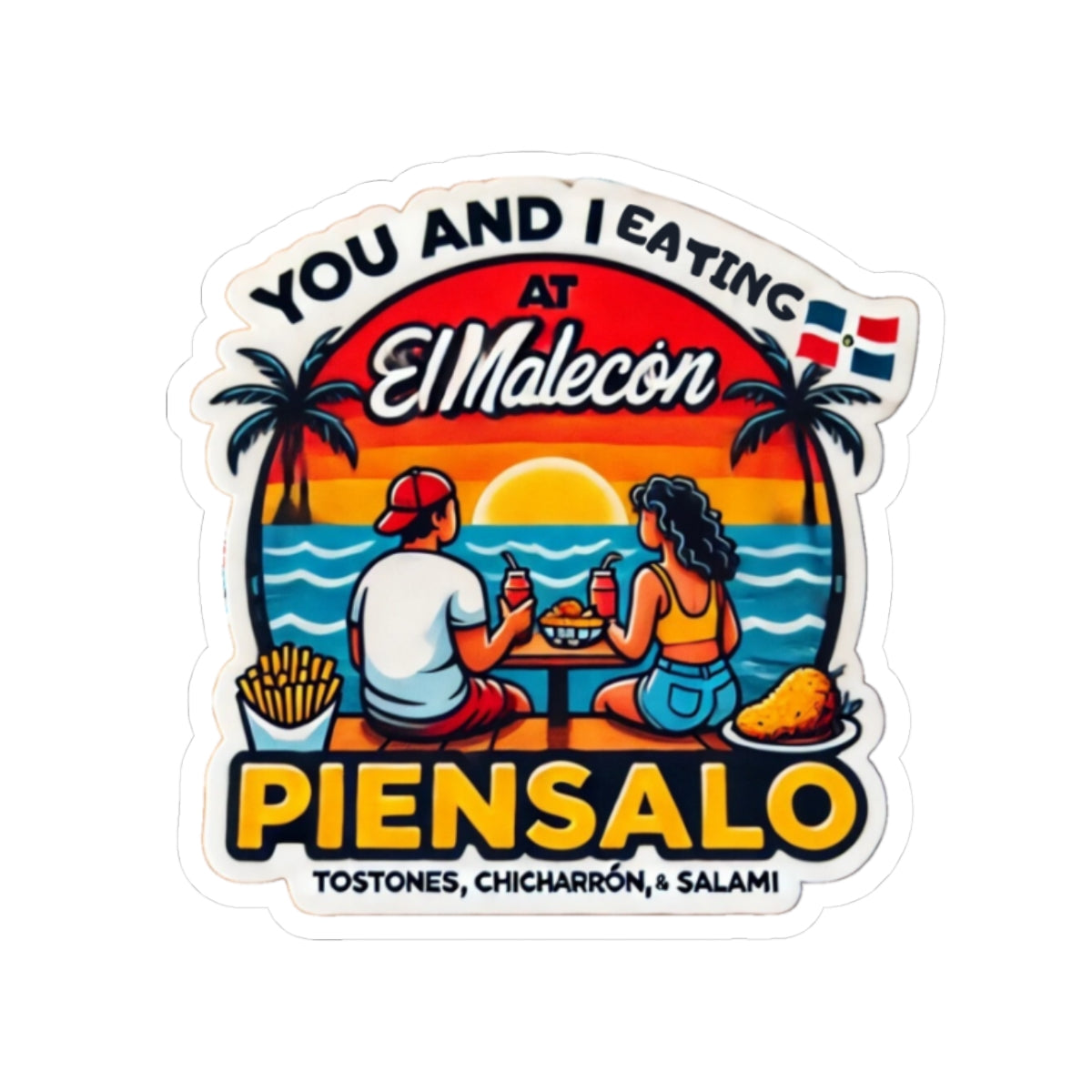 You and I Eating at the Malecón - Kiss-Cut Stickers